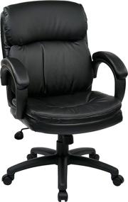 img 1 attached to 🪑 Black Eco Leather Managers Chair with Office Star Mid Back Contoured Seat, Thick Padding, and Padded Armrests