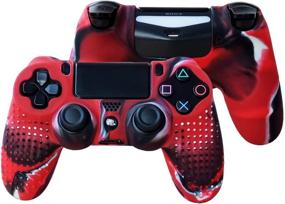 img 1 attached to 🎮 Pandaren PS4 Controller Skin - Grip Studded Silicone Cover with Anti-Slip Protection (4 Skins + 8 FPS PRO Thumb Grips) - Black, White, Camouflage Red, Camouflage Blue