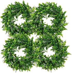 img 4 attached to Packs Artificial Green Leaves Wreath Home Decor