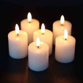 img 4 attached to GenSwin Realistic Flameless Pillar Candles 6 Pack with Timer – White Flickering LED Battery Operated Real Wax Candles (2 x 3.2 Inch)