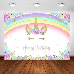 img 4 attached to 🦄 COMOPHOTO Gold Unicorn Birthday Backdrop with Glitter Rainbow Floral Party Design - Perfect Photography Background for Unicorn Baby Girls Bday Party - Supplies Included (7' x 5')