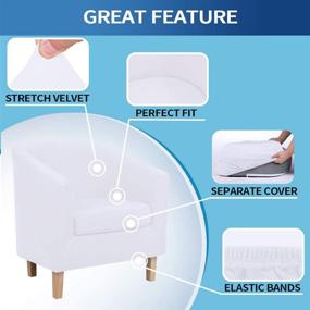 img 3 attached to 🪑 2-Pack White Velvet Tub Chair Covers with Cushion Cover - Stretchable Slipcover Set for IKEA Tullsta, Armchair Furniture Protector for Living Room
