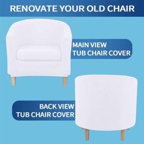 img 2 attached to 🪑 2-Pack White Velvet Tub Chair Covers with Cushion Cover - Stretchable Slipcover Set for IKEA Tullsta, Armchair Furniture Protector for Living Room