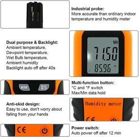 img 1 attached to 🌡️ ERAY Digital Psychrometer Thermometer Hygrometer - Backlit Temperature and Humidity Reader Meter with Dew Point and Wet Bulb, Includes 9V Battery