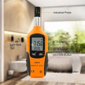 img 2 attached to 🌡️ ERAY Digital Psychrometer Thermometer Hygrometer - Backlit Temperature and Humidity Reader Meter with Dew Point and Wet Bulb, Includes 9V Battery