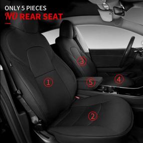 img 3 attached to 🚗 Xipoo Fit Tesla Model 3 Model Y Car Seat Cover - All Season PU Leather Protection (Black-PU, Model 3/Y(5 Pcs))