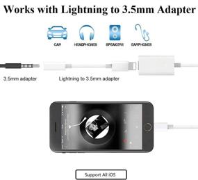 img 2 attached to Premium iPhone Adapter & Splitter: MFi Certified, Dual Lightning Headphone Jack Aux Audio & Charge Dongle – iPhone 12/SE/11/XS/XR/X/8/7 Compatible – Call, Charge, Sync & Music Control Support