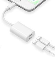 premium iphone adapter & splitter: mfi certified, dual lightning headphone jack aux audio & charge dongle – iphone 12/se/11/xs/xr/x/8/7 compatible – call, charge, sync & music control support logo