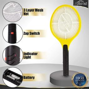 img 3 attached to 🪰 ASISNAI Bug Zapper Racket - 18" Electric Fly & Mosquito Swatter - Effective Indoor/Outdoor Killer - Battery-Operated Tennis Zap with 3000 Volts - Yellow Color - Includes 2 AA Batteries