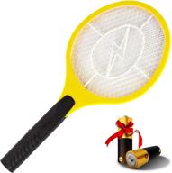 🪰 asisnai bug zapper racket - 18" electric fly & mosquito swatter - effective indoor/outdoor killer - battery-operated tennis zap with 3000 volts - yellow color - includes 2 aa batteries logo