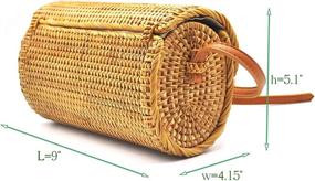 img 1 attached to Medium Brown HAAN Handwoven Wicker Rattan Oval Crossbody Bag Purse Wallet for Women