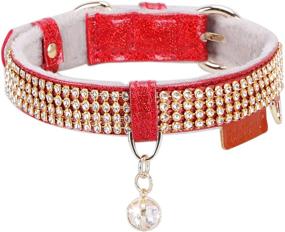 img 4 attached to 🐾 Блестящие ошейники из искусственной кожи с ринестонами для домашних животных: элегантные и регулируемые аксессуары для кошек и собак от PetsHome.