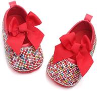sparkly bow diamonds princess dress shoes for baby girls - mary jane flats with anti-slip soles - ideal for infant crib shoes logo