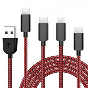 img 4 attached to Кабель зарядки Type C Fast Charge (3FT 6FTx2 10FT) с оплеткой из нейлона, кабели зарядки Type C Fast Charging Cord для Samsung Galaxy S20 / S20+ S10 S10E Note 10 9 S9 S8 Plus LG V30 G6 G5 (черно-красный)