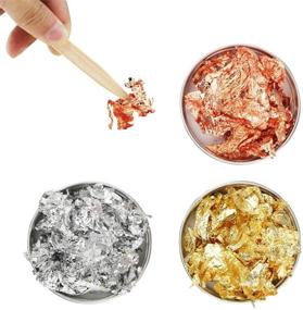 img 1 attached to 🎨 Gilding Flakes Set with Tweezers by WJLING - Gold Foil Flakes for Nail Art, Painting, Slime, DIY Crafts, Resin Jewelry Making - 5 Grams Per Color (Gold, Silver, Copper)