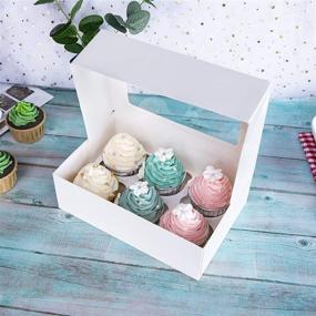 img 1 attached to Cupcake Boxes with Inserts - 6 Holders, Large White Standard Bakery Boxes - 9x6x3inch with Window - Food Grade Cake Carrier Container for Muffins - Gift Treat Bulk Box - Pack of 15