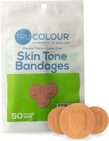 img 4 attached to Tru Colour Spot Bandages: Olive Skin Tone Shade, Flexible Fabric Adhesive, 50 Count in Green Bag