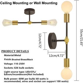 img 1 attached to Modern Industrial Bathroom Wall Sconce Vanity Light Fixture - BAODEN 2-Light Pole Wall Mount Lamp (Gold/Black Color)