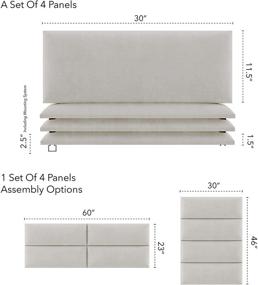 img 3 attached to Vänt Upholstered Wall Panels - Queen / Full Size Headboard - Suede Neutral - Panel Size 30” x 11.5” - Pack of 4 Panels