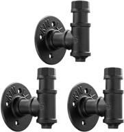 🧷 rustic industrial iron pipe coat towel holder wall hook set - 3 pack, vintage robe clothes hanger, heavy duty farmhouse wall mounted organizer, mounting hardware included (black) logo