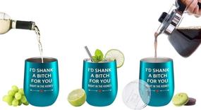 img 2 attached to 🎁 Women's Friendship Gifts - Best Friend, Sister Gifts from Sister - Birthday Gifts for Women, Female Friends - Hilarious Christmas Wine Tumbler by Fancyfams (Shank a B-Turquoise)