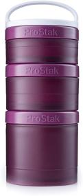 img 4 attached to ProStak Twist n' Lock Storage Jars Expansion 3-Pack with Removable Handle - Plum BlenderBottle