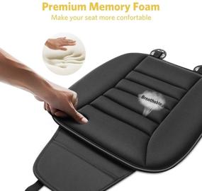 img 4 attached to 🚗 Tsumbay Car Seat Cushion with Memory Foam, Non-Slip Rubber Bottom and Storage Pouch - Black"