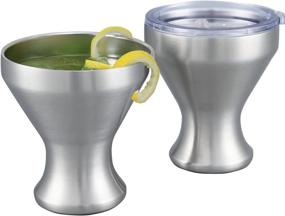 img 4 attached to 🍸 Jillmo Insulated Stainless Steel Martini Glass with Lid - Set of 2 Margarita Glasses