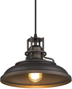 img 3 attached to 🏡 FEMILA Barn Pendant Light Fixture, Vintage Farmhouse Hanging Light with Adjustable Height, Oil Rubbed Bronze Finish - 4FY15-MP ORB