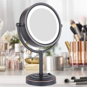 img 3 attached to Enhance Your Makeup Routine with GuRun 8 Inch Tabletop Double-Sided LED Lighted Makeup Mirror - Oil-Rubbed Bronze M2208DO(8.5in,10x)