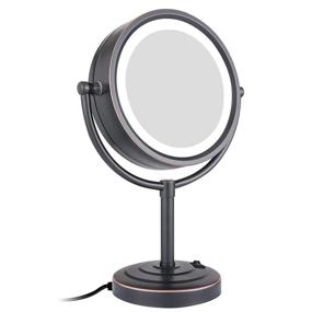 img 4 attached to Enhance Your Makeup Routine with GuRun 8 Inch Tabletop Double-Sided LED Lighted Makeup Mirror - Oil-Rubbed Bronze M2208DO(8.5in,10x)