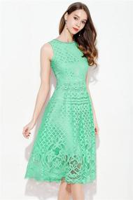 img 2 attached to VEIISAR Women's Elegant Cocktail Party Dress - Lace Sleeveless Fit & Flare Fashion