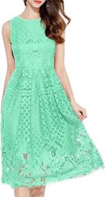 img 3 attached to VEIISAR Women's Elegant Cocktail Party Dress - Lace Sleeveless Fit & Flare Fashion