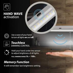 img 3 attached to 🔆 EShine 3-Pack LED Dimmable Under Cabinet Lighting Kit with Hand Wave Activation - Touchless Control, Cool White (6000K)