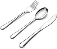🍽️ lianyu 12-piece kids stainless steel silverware set, toddler utensils flatware set, child cutlery tableware set for 4, includes knives forks spoons, mirror finish, dishwasher safe logo