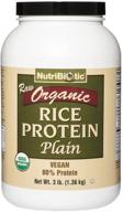 🌾 certified organic rice protein plain by nutribiotic | 3 pound | low carb vegan protein powder | raw, certified kosher & keto friendly | chemical-free, gmo-free & gluten-free | easily digestible logo