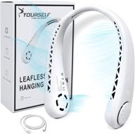 💨 syourself portable neck fan – rechargeable personal hand-free cooling fan for women men, 3 speed bladeless wearable neck fan with hanging headphone design for outdoor, office (white) логотип