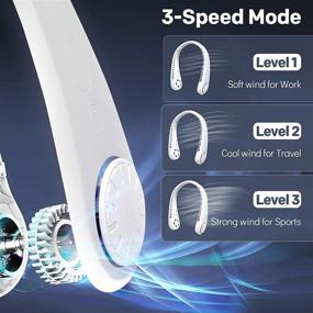 img 1 attached to 💨 SYOURSELF Portable Neck Fan – Rechargeable Personal Hand-Free Cooling Fan for Women Men, 3 Speed Bladeless Wearable Neck Fan with Hanging Headphone Design for Outdoor, Office (White)