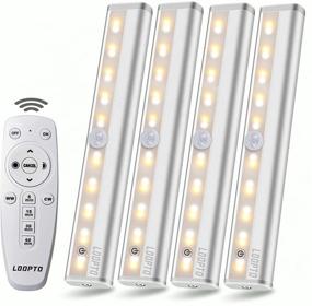 img 4 attached to Convenient Remote Control Under Cabinet Lighting 4 Pack - LDOPTO 🔆 Dimmable Battery Operated Lights for Kitchen, Stick-on LED Cabinet Lights with Remote/Touch Control