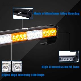 img 2 attached to LED Traffic Advisor Strobe Light Bars XTAUTO 32-LED 2 In 1 Windshield Dash Interior Emergency Flashing Warning Safety Police Lights With Suction Cups For Car Truck Construction Vehicles Amber White