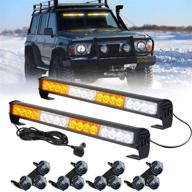 led traffic advisor strobe light bars xtauto 32-led 2 in 1 windshield dash interior emergency flashing warning safety police lights with suction cups for car truck construction vehicles amber white logo