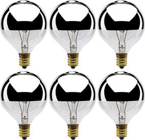 img 4 attached to (6 Pack) G16 1/2/SL Incandescent Light Bulb - Dimmable, Silver Half Chrome Crown with Mirror Finish – 60 Watt (6 Pack)