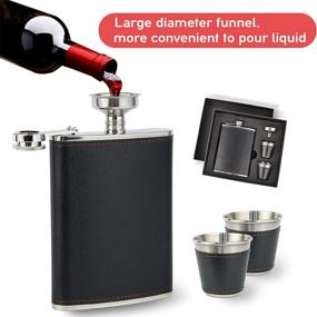 img 1 attached to 🎁 Premium 8 Oz Hip Flask Gift Set with Leather Cover - Stainless Steel Flasks for Liquor, 2 Cups & Funnel Included - Perfect Men's Gift