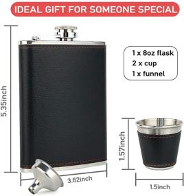 img 3 attached to 🎁 Premium 8 Oz Hip Flask Gift Set with Leather Cover - Stainless Steel Flasks for Liquor, 2 Cups & Funnel Included - Perfect Men's Gift