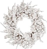 🌲 22-inch artificial winter wreath with white berries, artificial snow - ideal for front door, wall, and window decorations logo