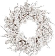 🌲 22-inch artificial winter wreath with white berries, artificial snow - ideal for front door, wall, and window decorations логотип