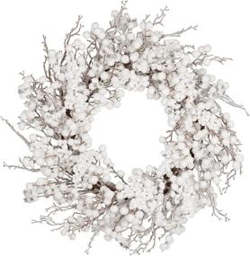 img 4 attached to 🌲 22-inch Artificial Winter Wreath with White Berries, Artificial Snow - Ideal for Front Door, Wall, and Window Decorations