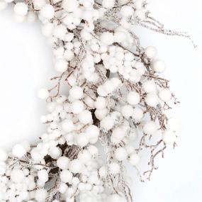img 1 attached to 🌲 22-inch Artificial Winter Wreath with White Berries, Artificial Snow - Ideal for Front Door, Wall, and Window Decorations