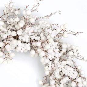 img 2 attached to 🌲 22-inch Artificial Winter Wreath with White Berries, Artificial Snow - Ideal for Front Door, Wall, and Window Decorations