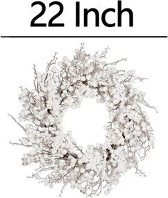 img 3 attached to 🌲 22-inch Artificial Winter Wreath with White Berries, Artificial Snow - Ideal for Front Door, Wall, and Window Decorations